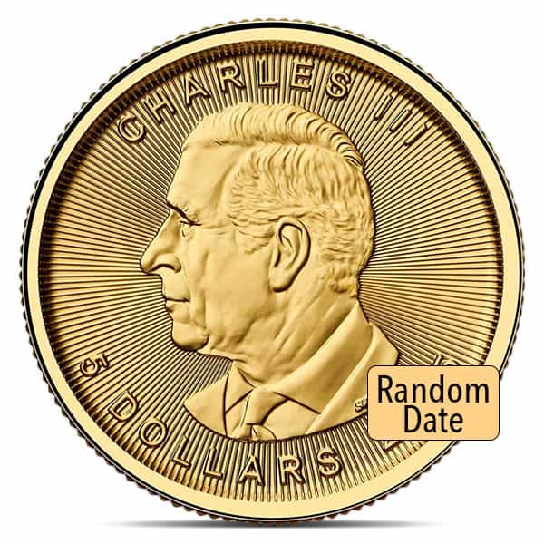 1/10 Oz Gold Canadian Maple Leaf, King Charles III - .9999 Pure (Random Dates)