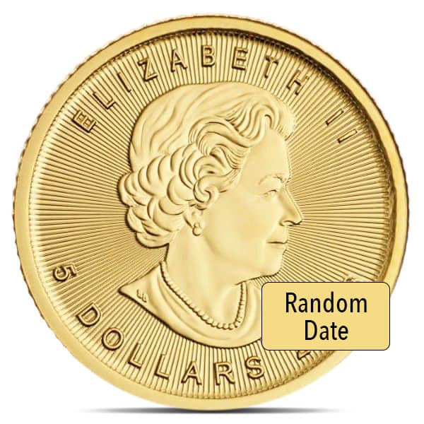 1/10 Oz Canadian Maple Leaf Gold Coin (Queen Elizabeth II - Random Date)