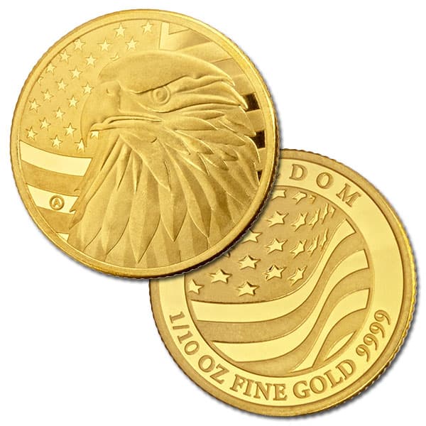 Freedom Eagle Gold 1/10th Ounce Round - .9999 Pure