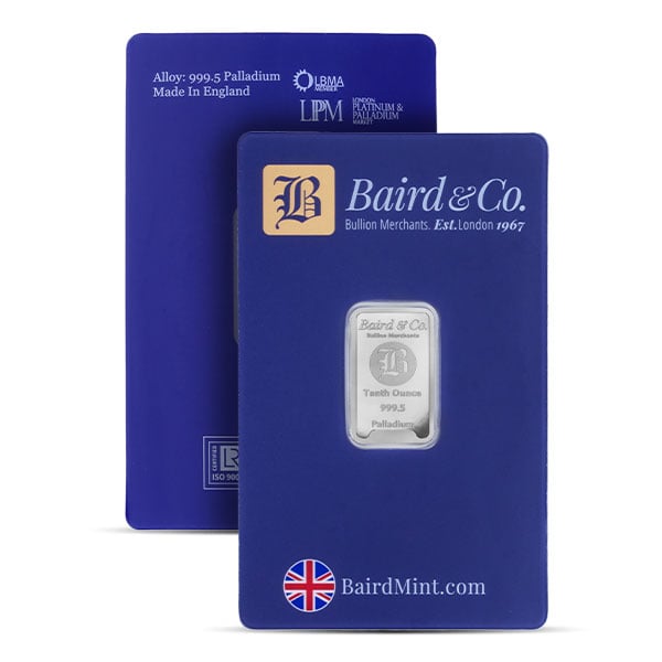 Palladium Bar - Baird & Co. 1/10 Troy Ounce, .9995 Pure