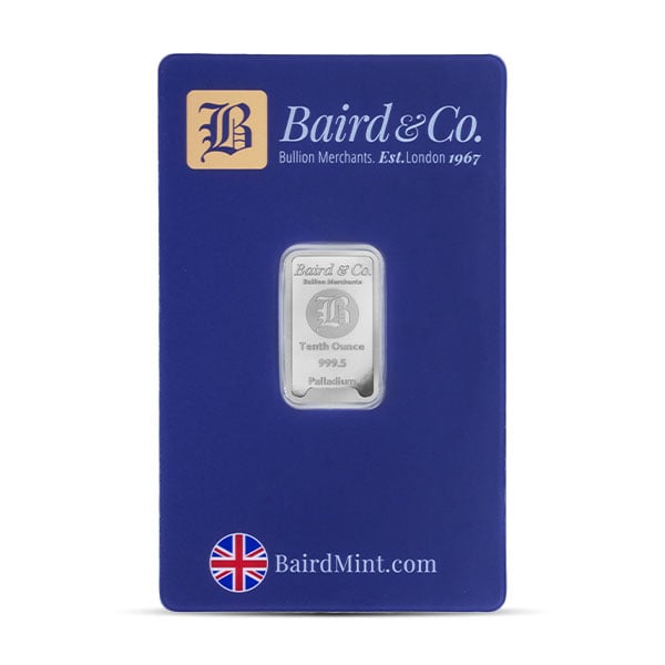 Palladium Bar - Baird & Co. 1/10 Troy Ounce, .9995 Pure