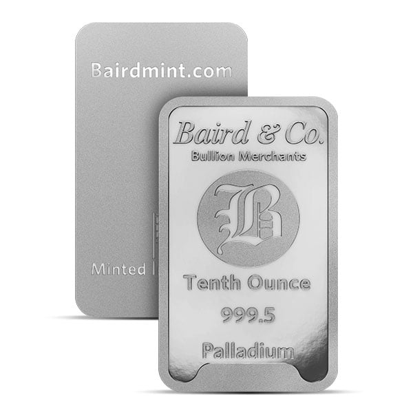 Palladium Bar - Baird & Co. 1/10 Troy Ounce, .9995 Pure