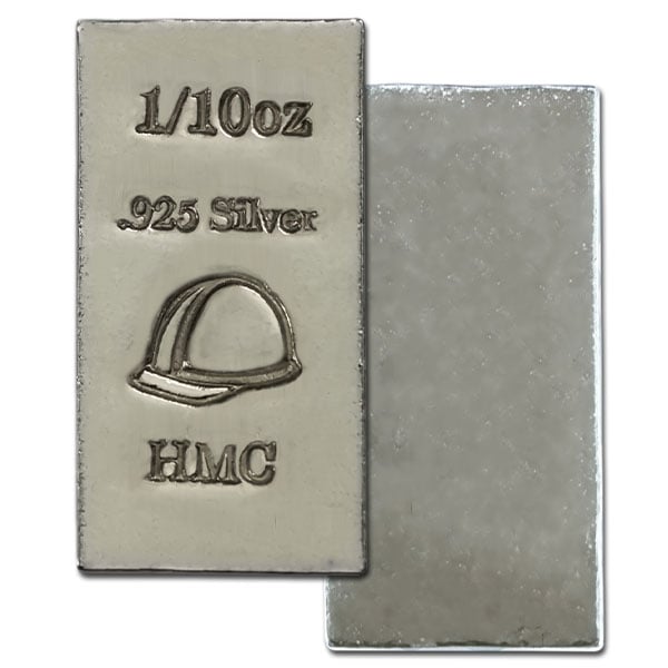 Sterling Silver Barter Bags -  Bag containing 10 Bars,1/10 Oz Actual Silver Weight Each, .925 Purity