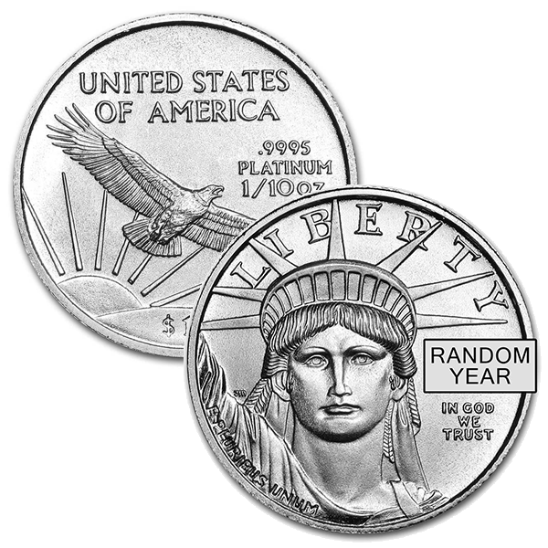 1/10 Oz Platinum American Eagle, Any Date/Type, .9995 Pure