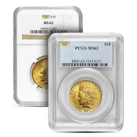 MS62 Graded $10 Indian U.S. Gold Coin (PCGS / NGC) - Random Dates