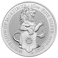 British Royal Mint Queen's Beast; White Lion - 10 Oz Silver Coin .9999 Pure