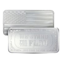 American Flag Design Silver Bar - 10 Ounce .999 Pure