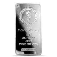 Money Metals Design Silver Bar - 10 Ounce .999 Pure (Minted)