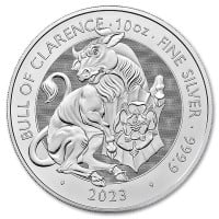 2023 10 Oz British Royal Mint Tudor Beasts: Bull of Clarence - .9999 Pure Silver Coin