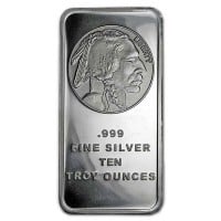 Buffalo Design Silver Bar - 10 Ounce .999 Pure