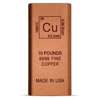 Copper BAR - Element Design, 10 Pounds, .999 Pure Copper