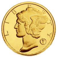 1/10th Ounce Gold Round - Mercury Design, .9999 Pure