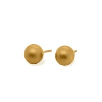 Gold Earrings - Gold Orb Studs **Hybrid Finish** - 12.5 Grams, .9999 Fine 24K Pure