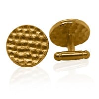 Gold Cufflinks - Hammered Discs **Hybrid Finish** - 19.8 Grams, .9999 Fine 24K Pure