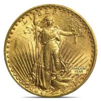 $20 St. Gaudens U.S. Gold (1907-1933), Brilliant Uncirculated (BU), 0.9675 Troy Ounce Gold Content