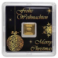 Geiger GOLD Bar - 1 Gram .9999 Pure, in Merry Christmas Assay