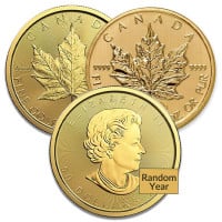 1 Oz Canadian Maple Leaf Gold Coin (.9999 Pure) Featuring Queen Elizabeth II