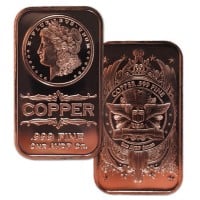 Copper Bar - Morgan Head, 1 AVDP Oz, .999 Pure Copper