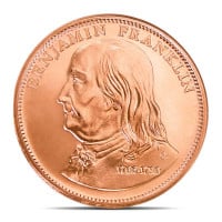 Copper Benjamin Franklin  Round - 1 AVDP Oz, .999 Pure Copper