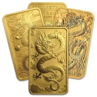 Perth Mint Gold Australian Rectangular Dragon Coin - 1 Troy Oz, .9999 Pure (Date Our Choice)