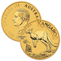 Australian Kangaroo, King Charles III - 1 Troy Oz Gold .9999 Pure (Random Year)