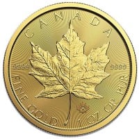 1 Oz Canadian Maple Leaf Gold Coin Featuring Queen Elizabeth II
