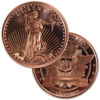 Copper St. Gaudens - 1 AVDP Oz Round, .999 Pure Copper