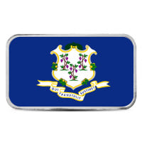 Connecticut State Flag Silver Bar (Colorized) - 1 Troy Ounce, .999 Pure