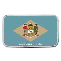 Delaware State Flag Silver Bar (Colorized) - 1 Troy Ounce, .999 Pure