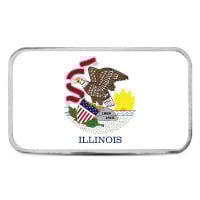 Illinois State Flag Silver Bar (Colorized) - 1 Troy Ounce, .999 Pure
