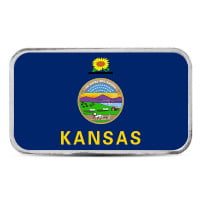 Kansas State Flag Silver Bar (Colorized) - 1 Troy Ounce, .999 Pure
