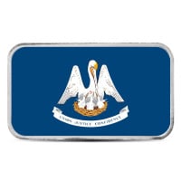 Louisiana State Flag Silver Bar (Colorized) - 1 Troy Ounce, .999 Pure