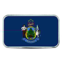 Maine State Flag Silver Bar (Colorized) - 1 Troy Ounce, .999 Pure