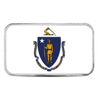 Massachusetts State Flag Silver Bar (Colorized) - 1 Troy Ounce, .999 Pure