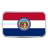 Missouri State Flag Silver Bar (Colorized) - 1 Troy Ounce, .999 Pure