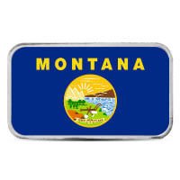 Montana State Flag Silver Bar (Colorized) - 1 Troy Ounce, .999 Pure