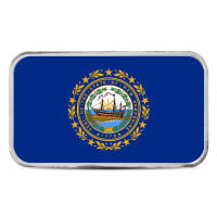 New Hampshire State Flag Silver Bar (Colorized) - 1 Troy Ounce, .999 Pure