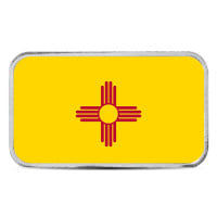 New Mexico State Flag Silver Bar (Colorized) - 1 Troy Ounce, .999 Pure