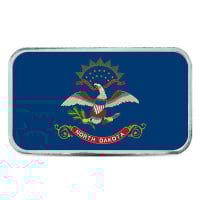 North Dakota State Flag Silver Bar (Colorized) - 1 Troy Ounce, .999 Pure