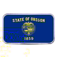 Oregon State Flag Silver Bar (Colorized) - 1 Troy Ounce, .999 Pure
