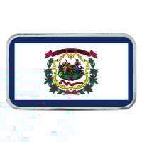 West Virginia State Flag Silver Bar (Colorized) - 1 Troy Ounce, .999 Pure