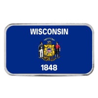 Wisconsin State Flag Silver Bar (Colorized) - 1 Troy Ounce, .999 Pure