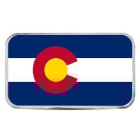 Colorado State Flag Silver Bar (Colorized) - 1 Troy Ounce, .999 Pure