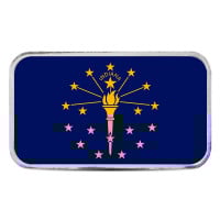 Indiana State Flag Silver Bar (Colorized) - 1 Troy Ounce, .999 Pure