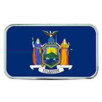 New York State Flag Silver Bar (Colorized) - 1 Troy Ounce, .999 Pure