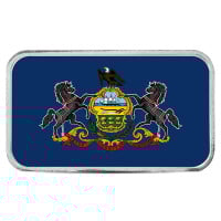 Pennsylvania State Flag Silver Bar (Colorized) - 1 Troy Ounce, .999 Pure