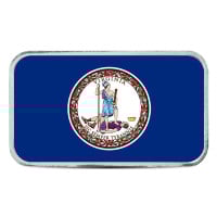 Virginia State Flag Silver Bar (Colorized) - 1 Troy Ounce, .999 Pure