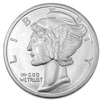 Mercury Silver Round - 1 Troy Ounce, .999 Pure