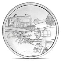 Christmas Barn Themed Silver Round - 1 Troy Ounce, .999 Pure