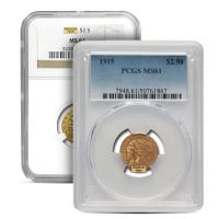 MS61 Graded $2.50 Indian Head U.S. Gold Coin (PCGS / NGC) - Random Dates